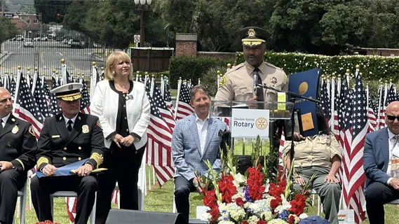 Melina Sardar with first responders at the Field of Honor